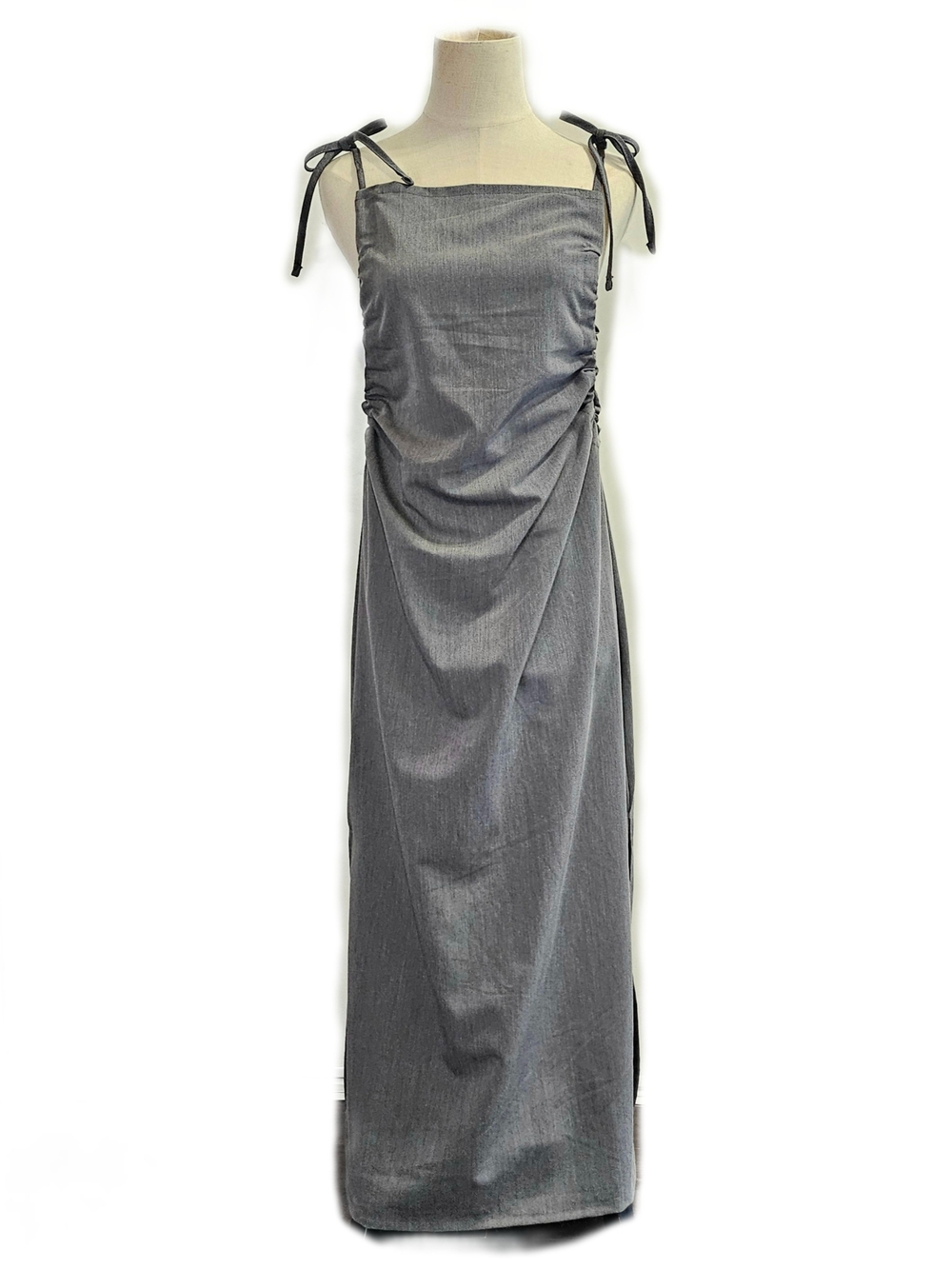 Women’s Gray Tie-Shoulder Maxi Dress